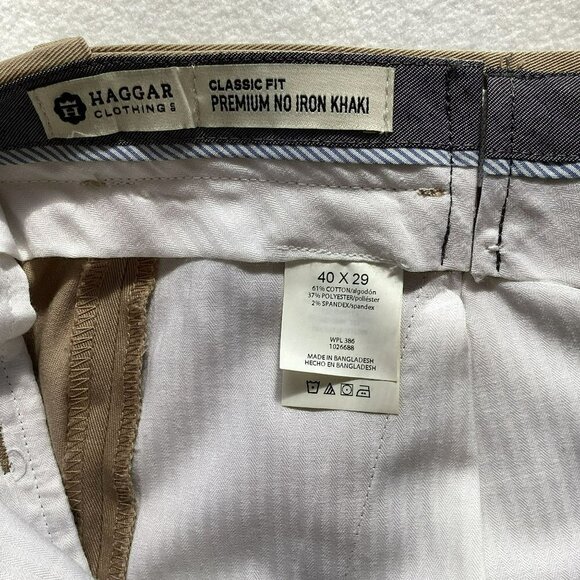 Haggar Men's Classic Fit Premium No Iron Khaki Pants Size 40 Waist 29 Length - Picture 8 of 9
